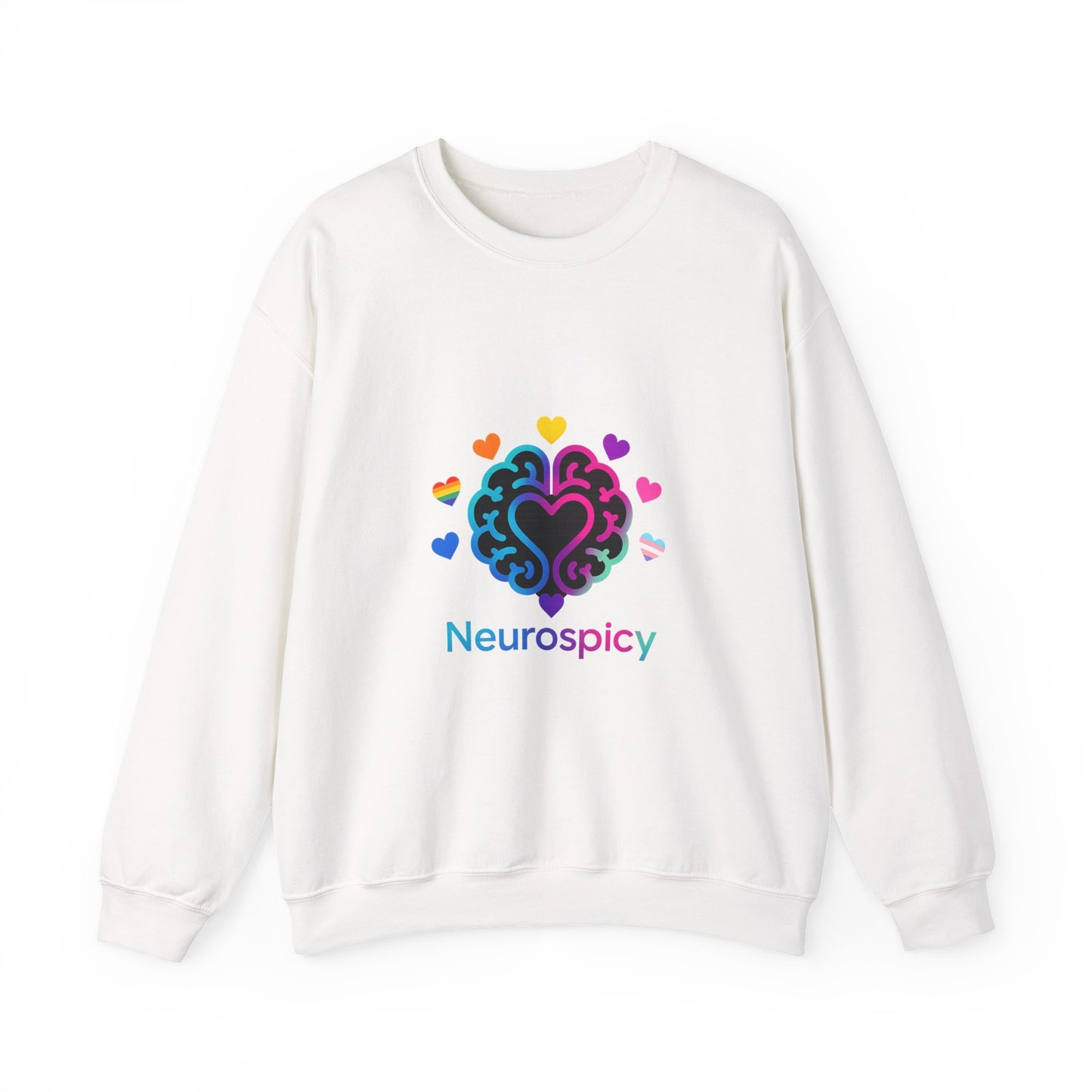 Neurospicy Rainbow Heart Sweatshirt — Neurodiversity Pride Crewneck