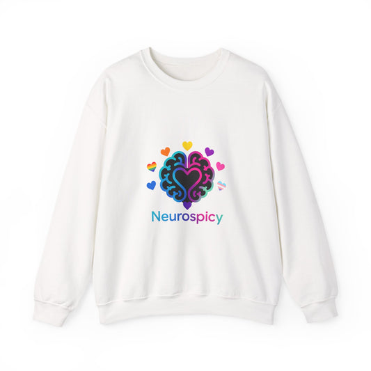 Neurospicy Rainbow Heart Sweatshirt — Neurodiversity Pride Crewneck
