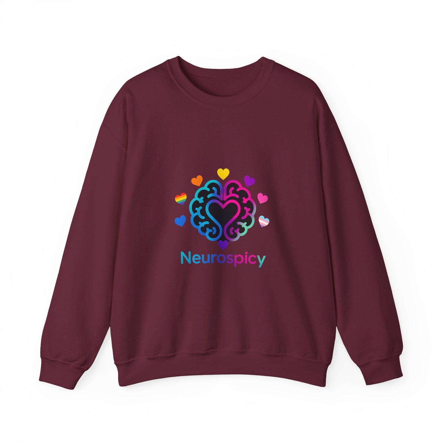 Neurospicy Rainbow Heart Sweatshirt — Neurodiversity Pride Crewneck