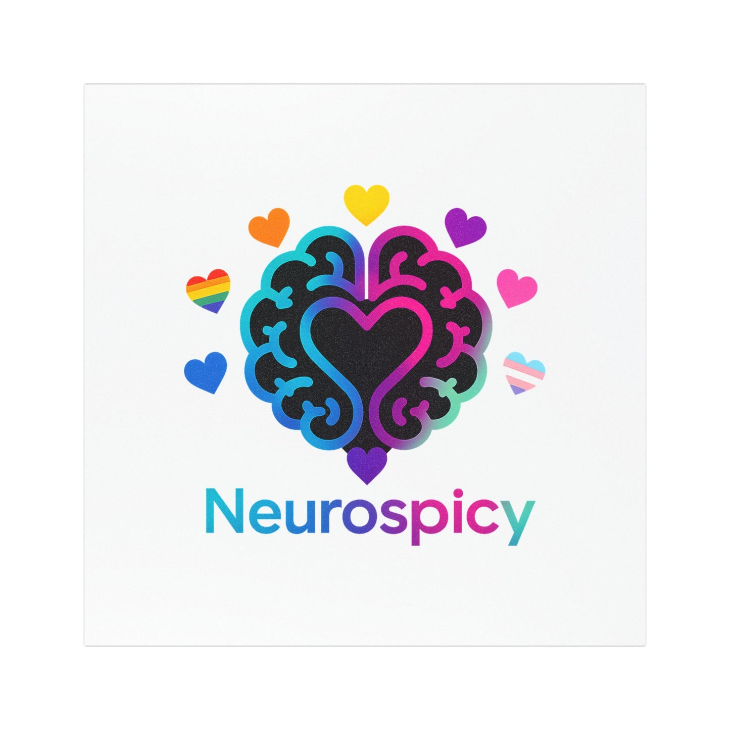 Neurospicy Pride Car Magnet – Rainbow Brain Heart Design