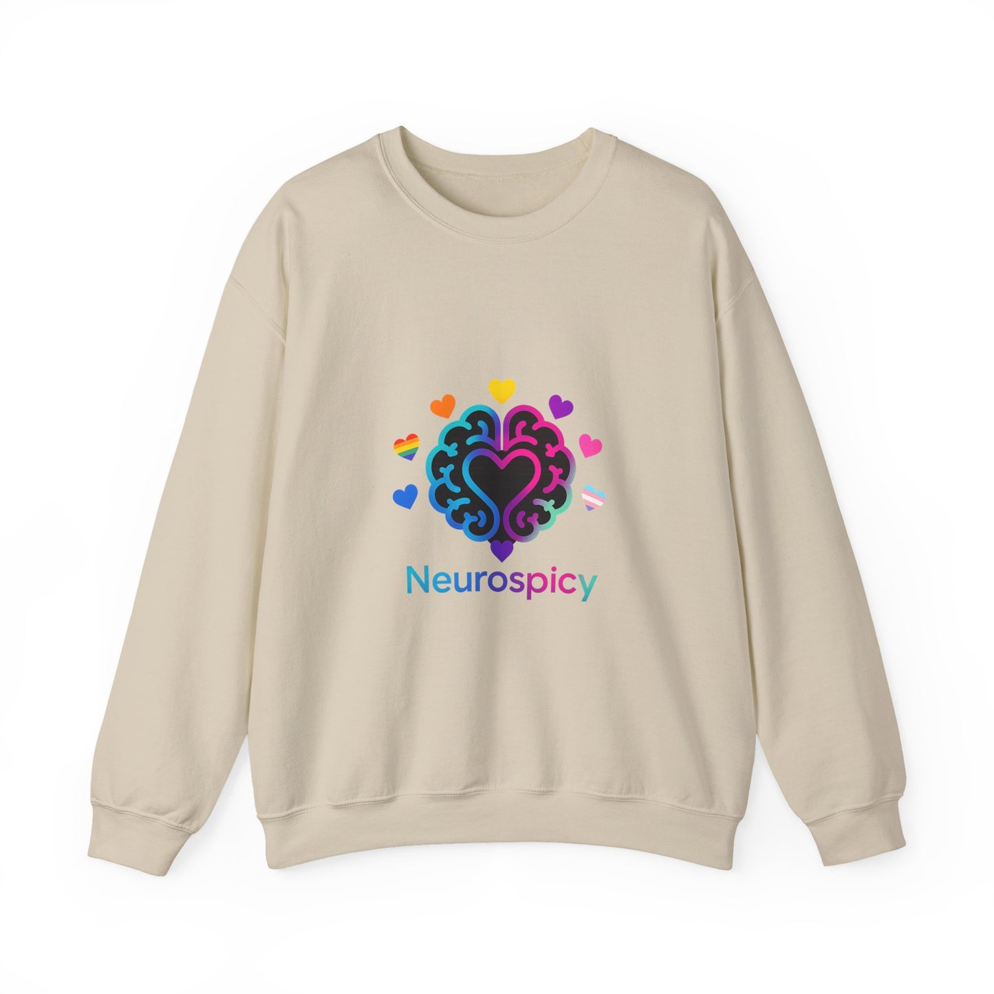 Neurospicy Rainbow Heart Sweatshirt — Neurodiversity Pride Crewneck