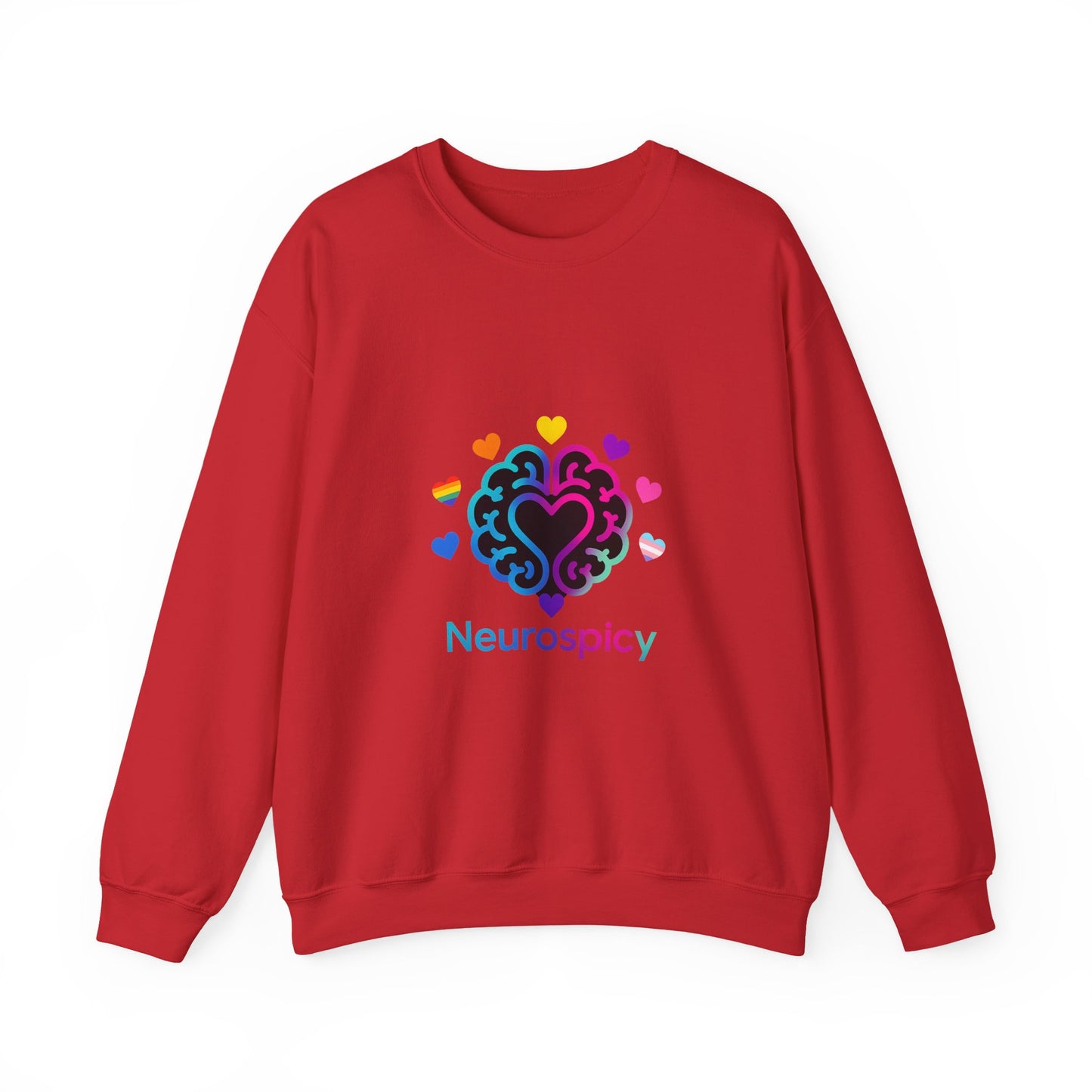 Neurospicy Rainbow Heart Sweatshirt — Neurodiversity Pride Crewneck