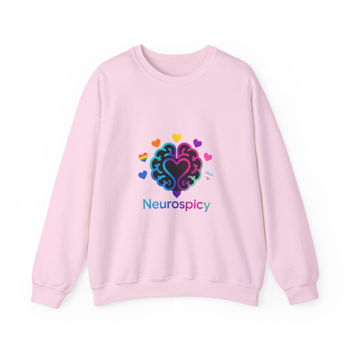 Neurospicy Rainbow Heart Sweatshirt — Neurodiversity Pride Crewneck