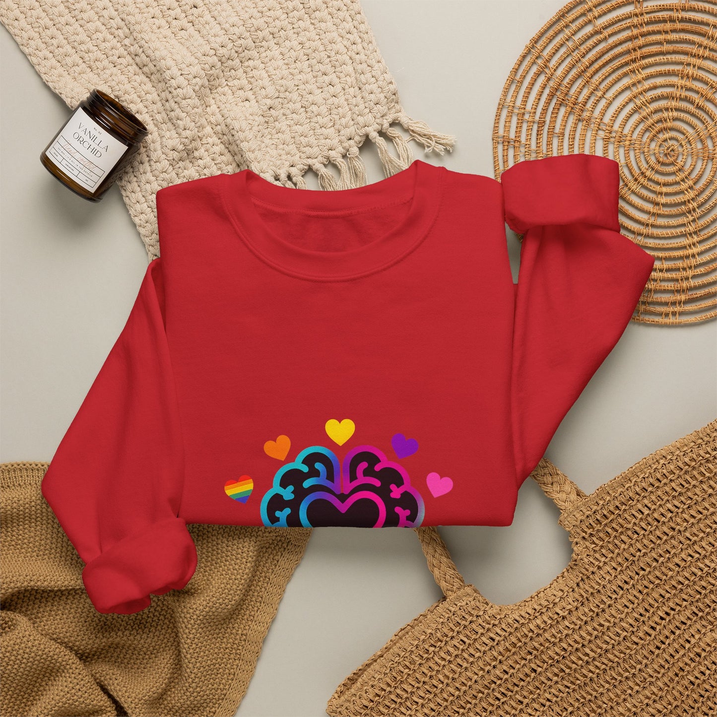 Neurospicy Rainbow Heart Sweatshirt — Neurodiversity Pride Crewneck