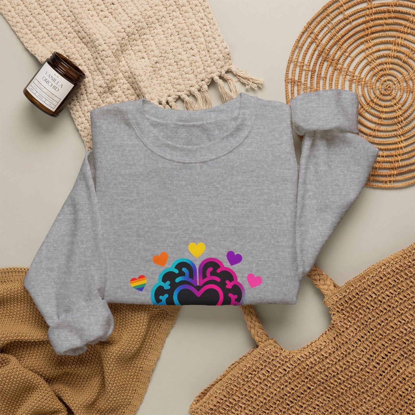 Neurospicy Rainbow Heart Sweatshirt — Neurodiversity Pride Crewneck