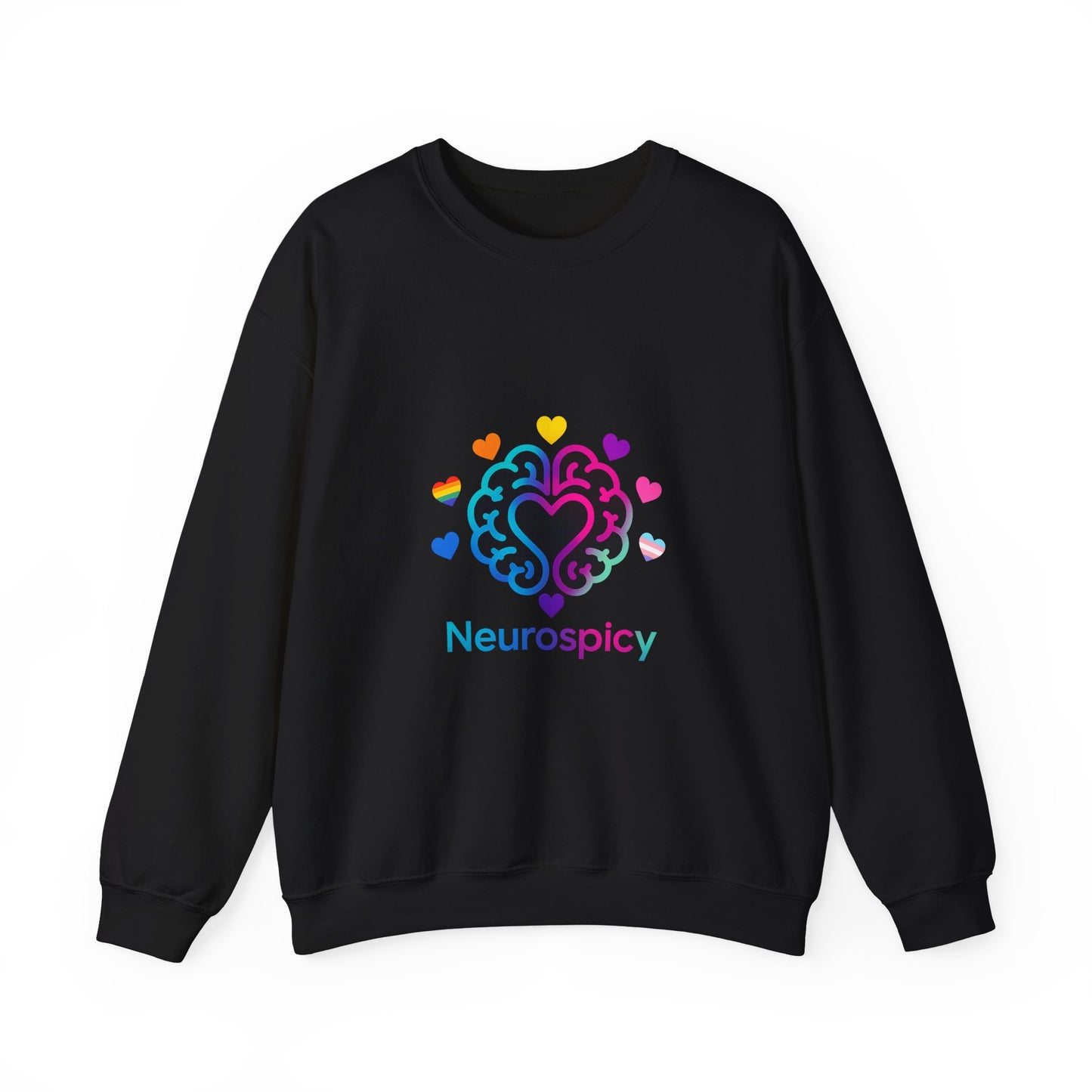 Neurospicy Rainbow Heart Sweatshirt — Neurodiversity Pride Crewneck