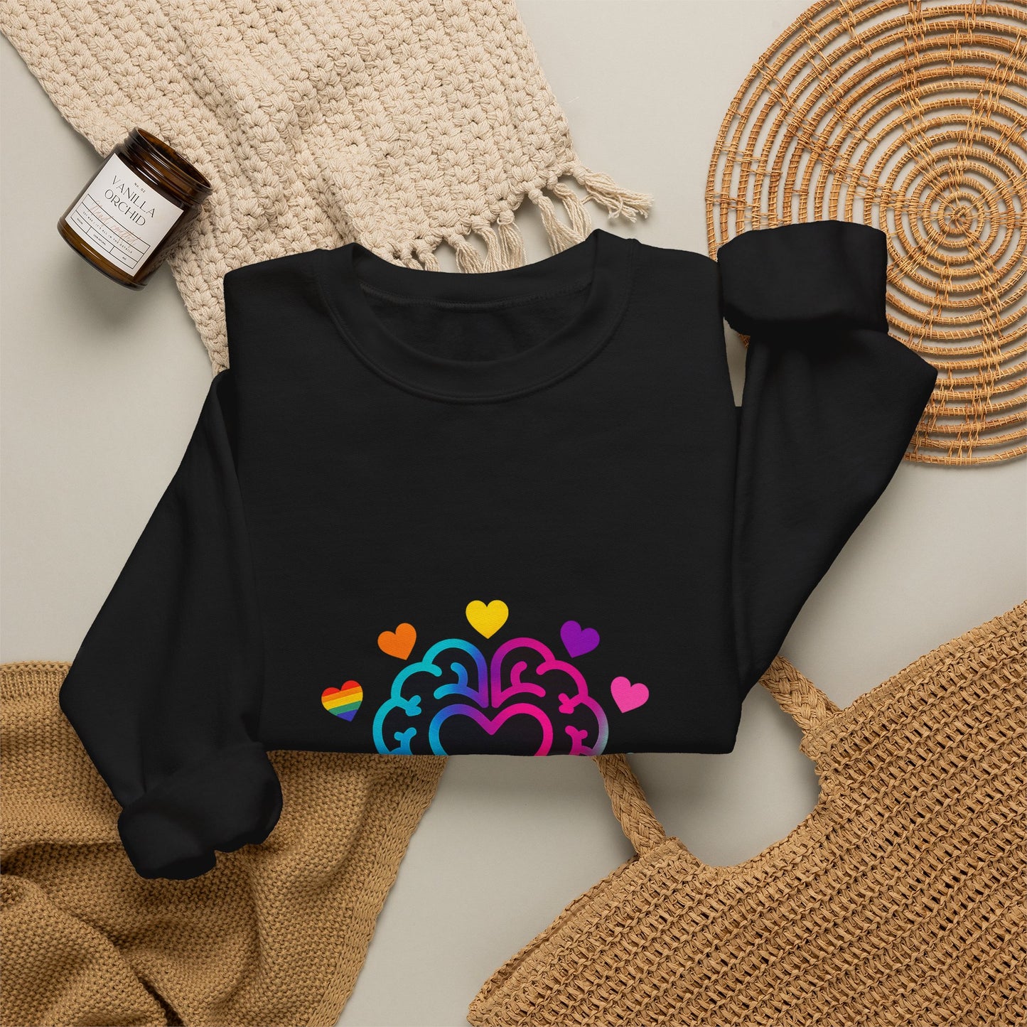 Neurospicy Rainbow Heart Sweatshirt — Neurodiversity Pride Crewneck