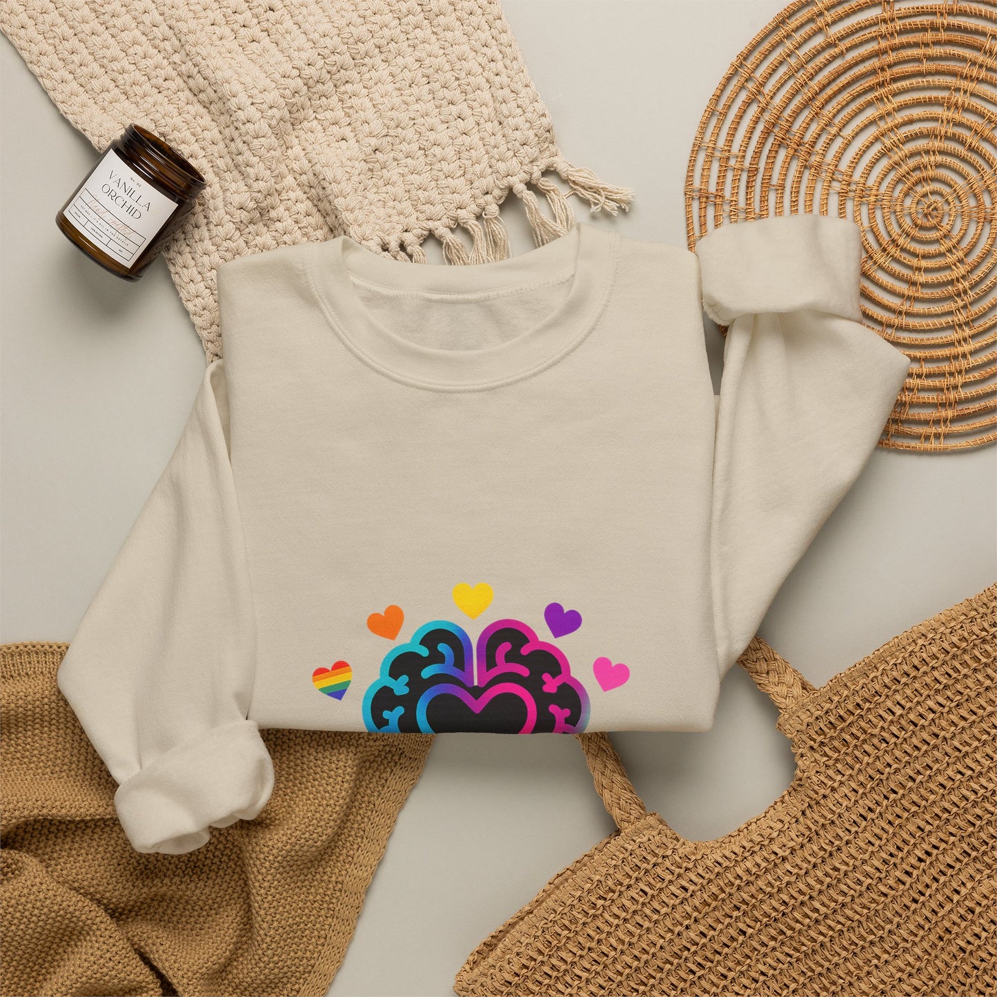 Neurospicy Rainbow Heart Sweatshirt — Neurodiversity Pride Crewneck