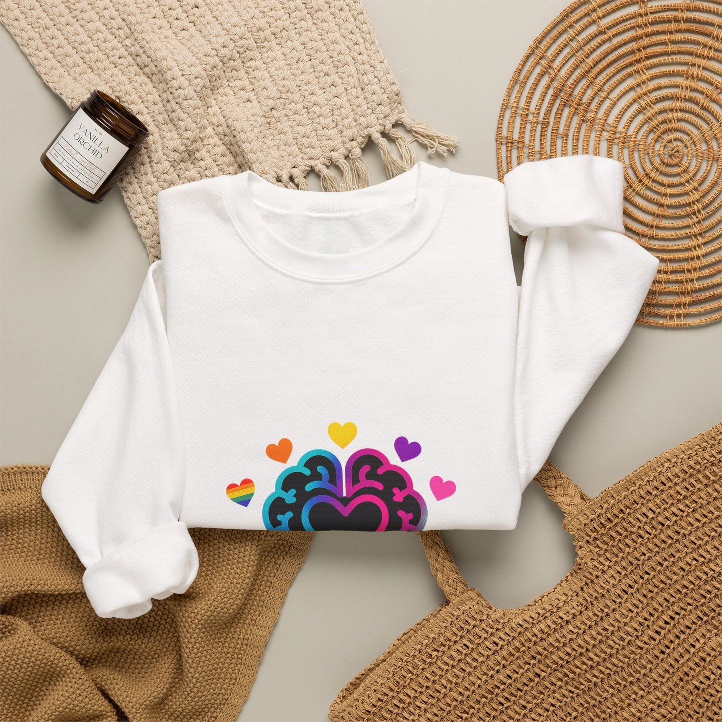 Neurospicy Rainbow Heart Sweatshirt — Neurodiversity Pride Crewneck