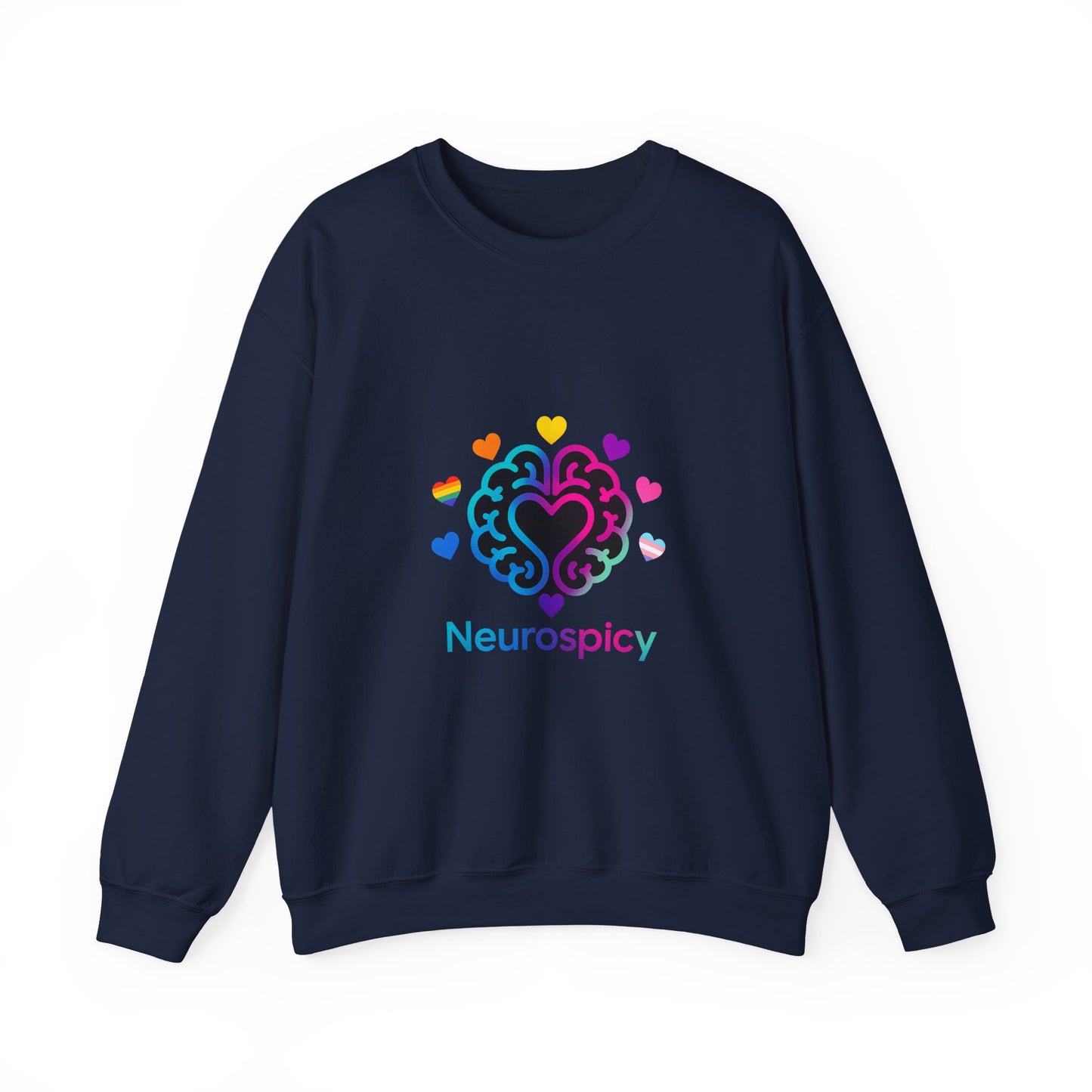 Neurospicy Rainbow Heart Sweatshirt — Neurodiversity Pride Crewneck