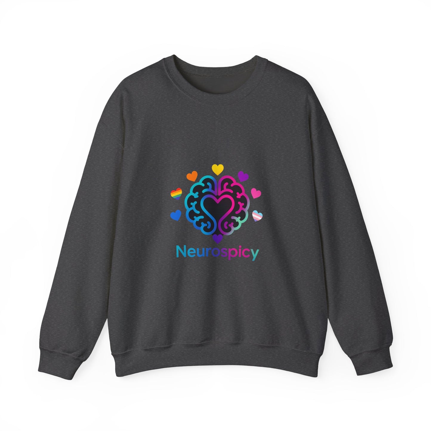 Neurospicy Rainbow Heart Sweatshirt — Neurodiversity Pride Crewneck