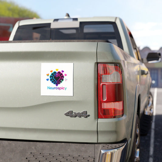Neurospicy Pride Car Magnet – Rainbow Brain Heart Design
