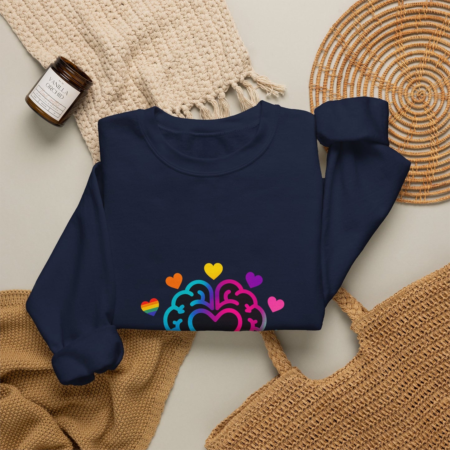 Neurospicy Rainbow Heart Sweatshirt — Neurodiversity Pride Crewneck