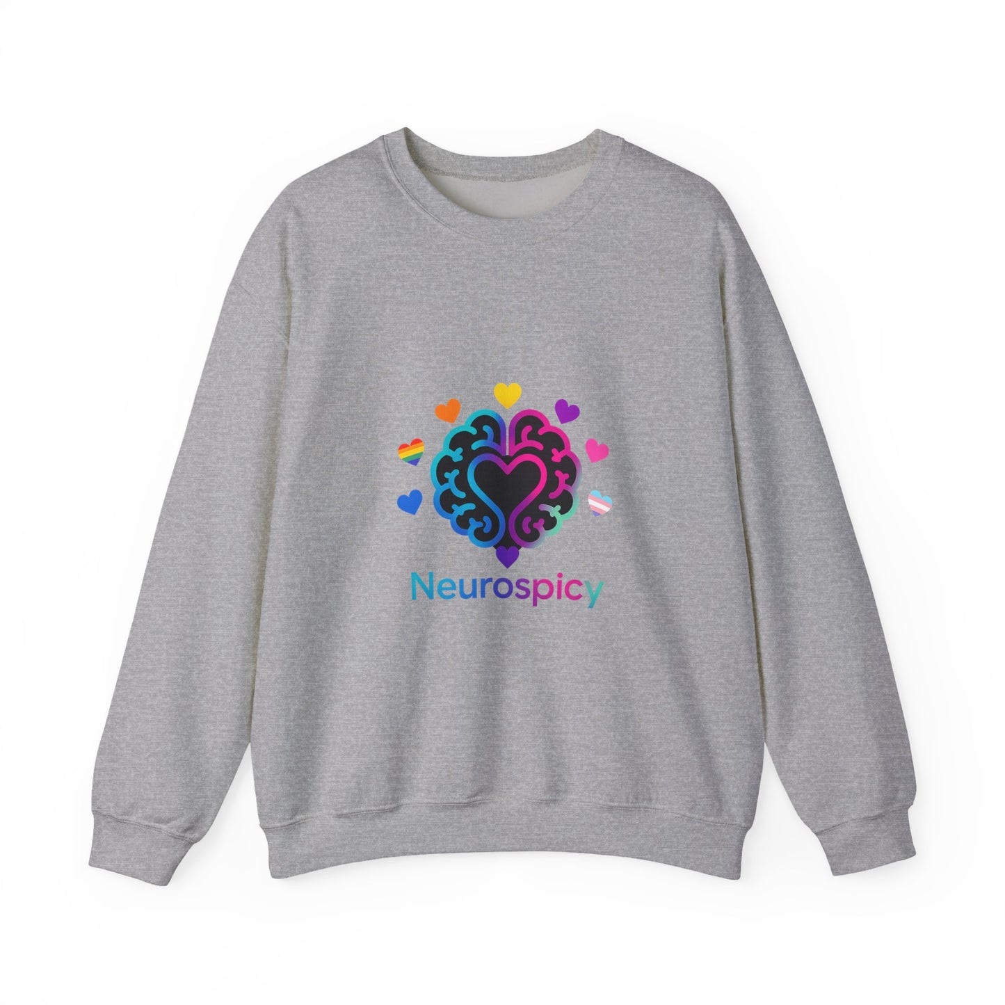 Neurospicy Rainbow Heart Sweatshirt — Neurodiversity Pride Crewneck