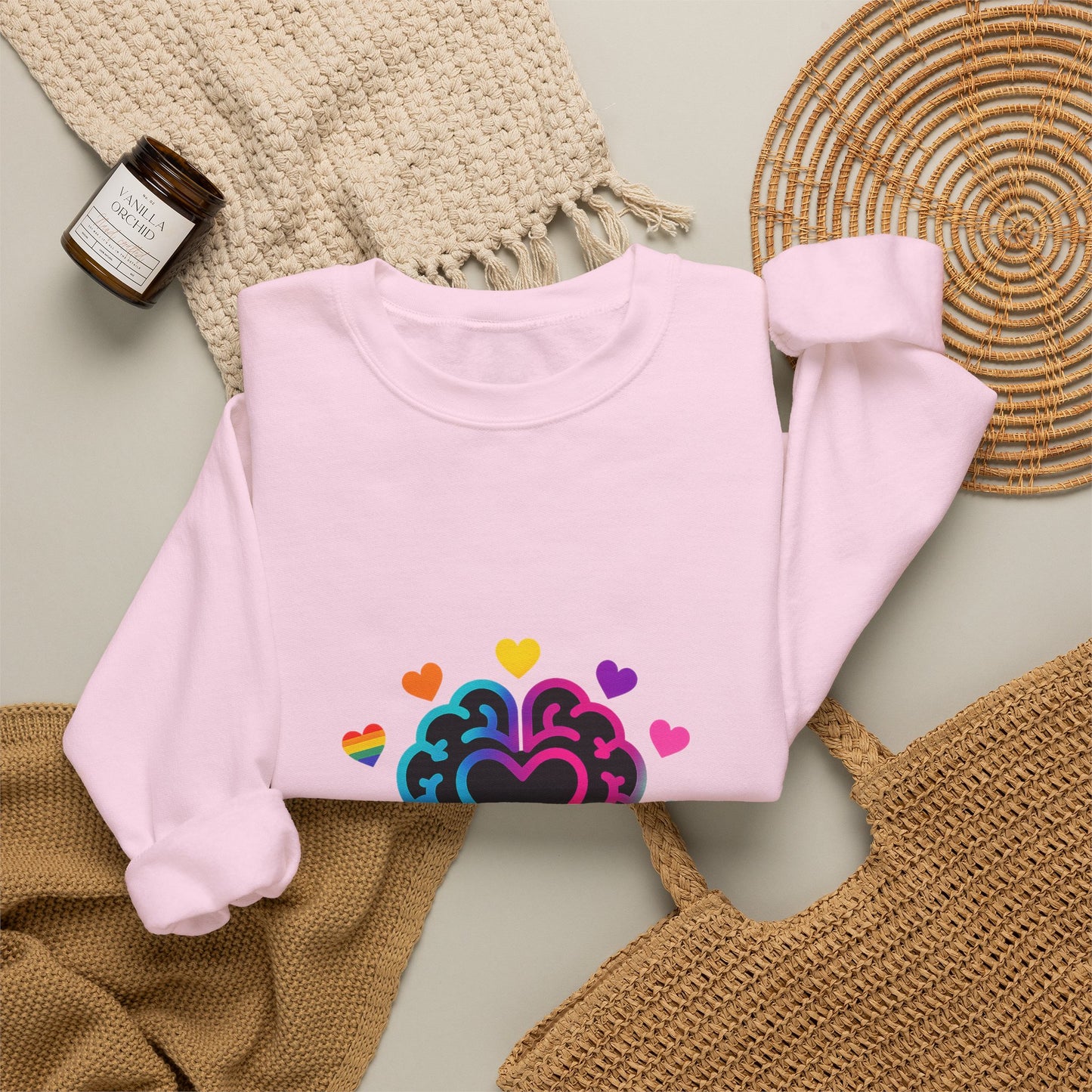 Neurospicy Rainbow Heart Sweatshirt — Neurodiversity Pride Crewneck