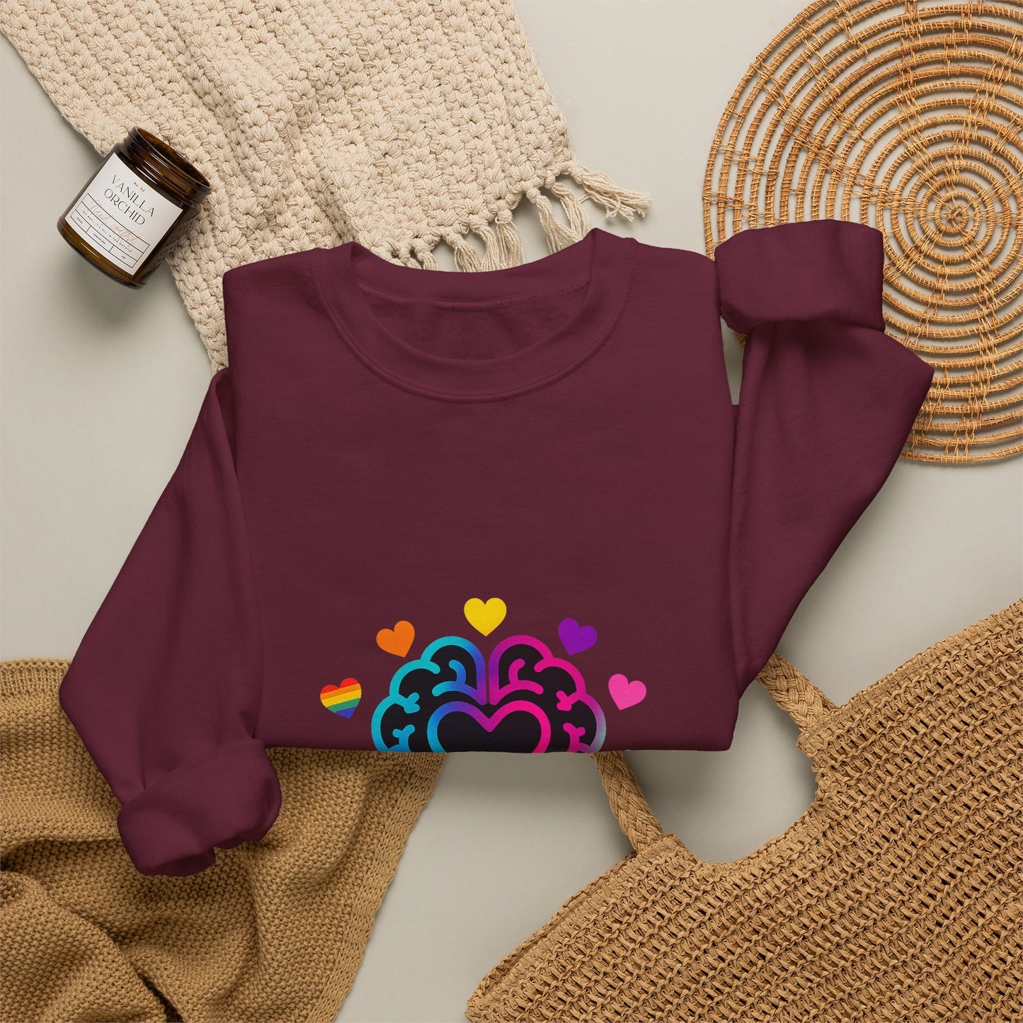 Neurospicy Rainbow Heart Sweatshirt — Neurodiversity Pride Crewneck